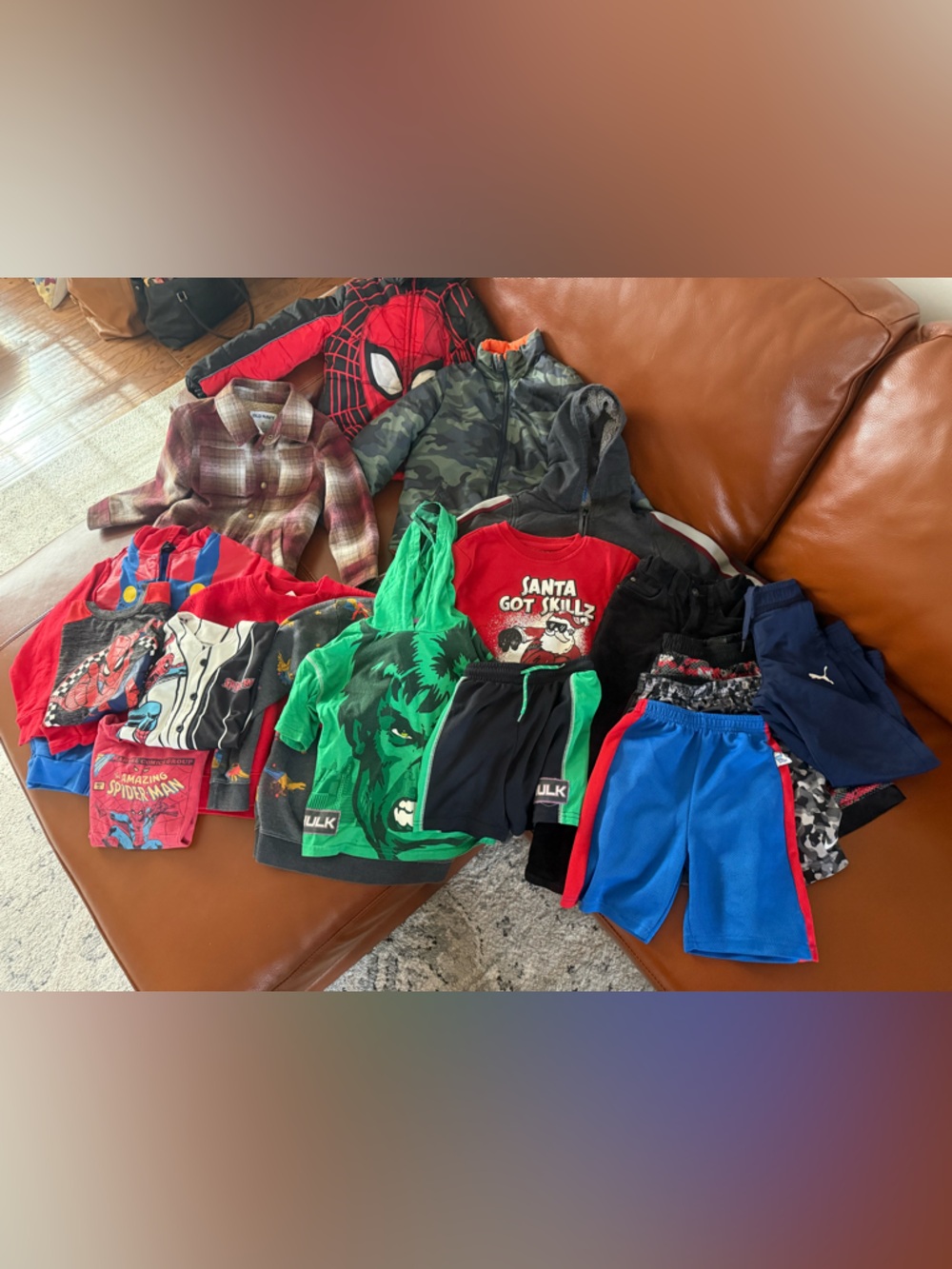 Boys Mixed Clothing Lot - Spider-Man, Hulk, Mario, Dinosaur, Santa, etc.